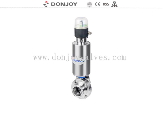 Stainless steel 304 / 316 pneumatic sanitary butterfly valves with positioner and actuator