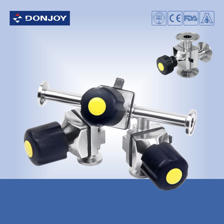 316L Mini Type 3 Way Sanitair Diafragma Valve L type met tri clamp Eind