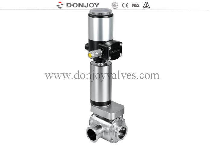 Donjoy SS316L 2 inch pneumatische 3 Way T-type vlinderkleppen met Tri Camp End