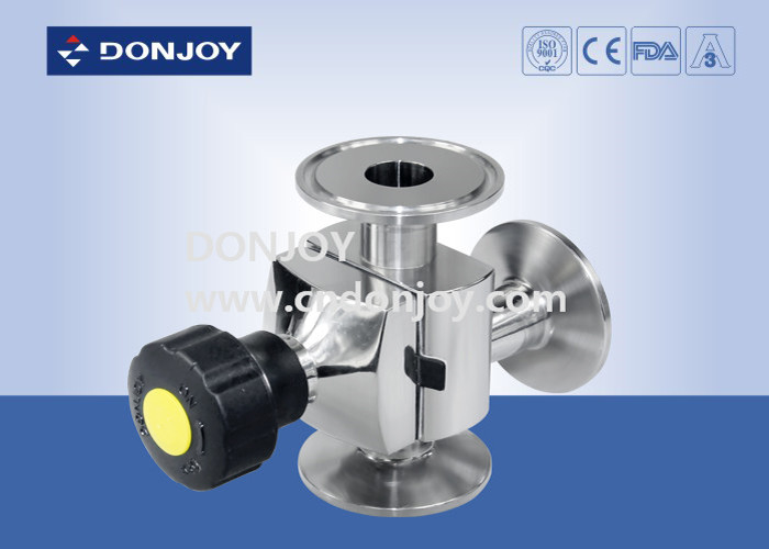 316L Mini Type 3 Way Sanitair Diafragma Valve L type met tri clamp Eind