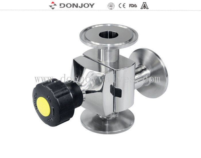 316L Mini Type 3 Way Sanitair Diafragma Valve L type met tri clamp Eind