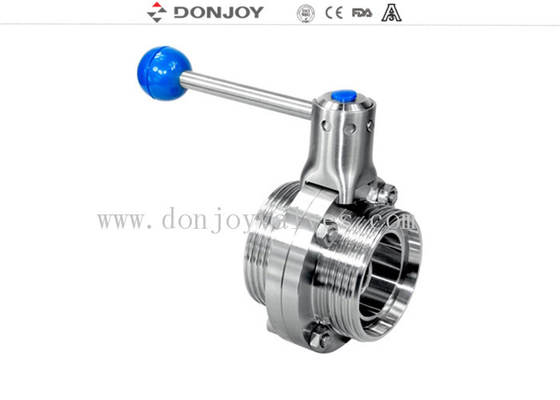 DIN / SMS / RJT Manual sanitary butterfly valve thread end SS304